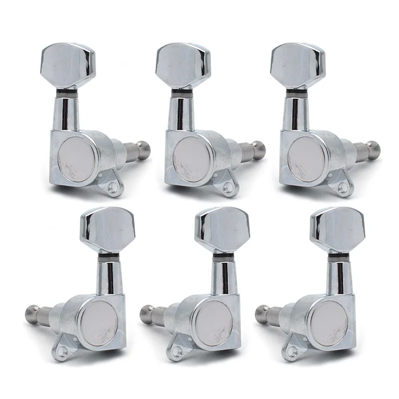 6 Small Square Buttons Seal Gear Chord Tuning Pin Tuner Head Guitar With Chrome / Black / Gold