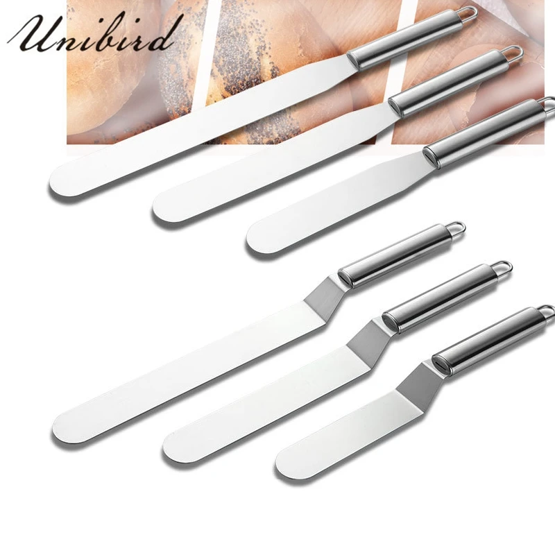 

Unibird 1pc 6/8/10 Inches Stainless Steel Cake Cream Spatula Smoother Butter Knife Baking Pastry Scraper Dough Cutter Decorating