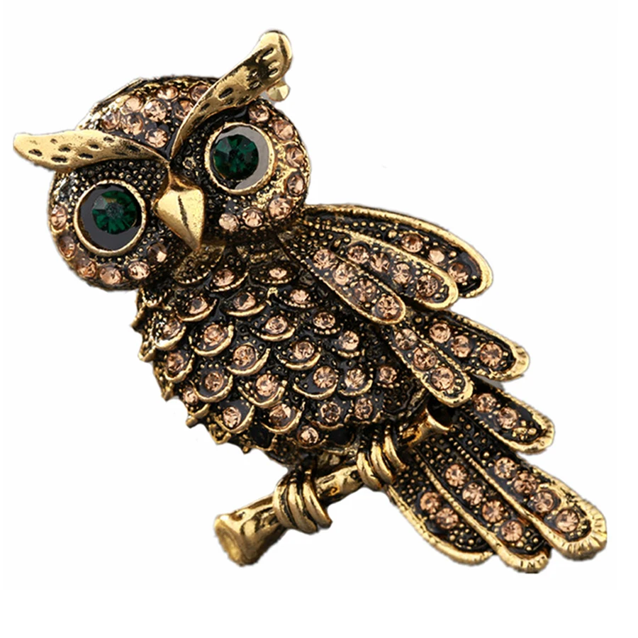 Fashion Crystal Large Owl Brooch Pins for Party Dress Accessories