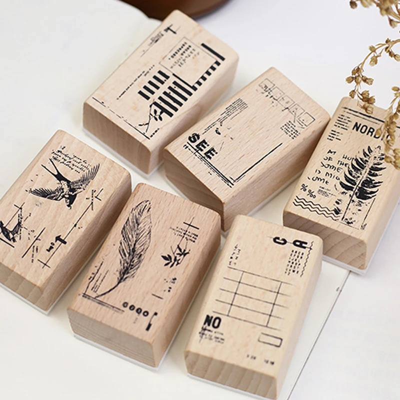 

Vintage Leaves Swallow feather stamp DIY wooden rubber stamps for scrapbooking stationery scrapbooking standard stamp