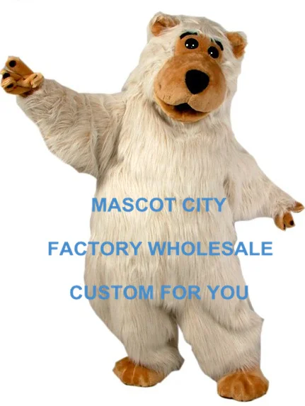 

White Fur Boris Bear Mascot Costume Stage Advertising Costume Mascotte Mascota Outfit Suit Fancy Dress EMS FREE SHIP SW502