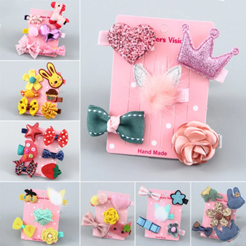 

ideacherry 6Pcs Baby Grils Hairpin Cute Princess Girl Water Armpit Hair Headdress New Colorful Baby Hair Clip Accessories Sets