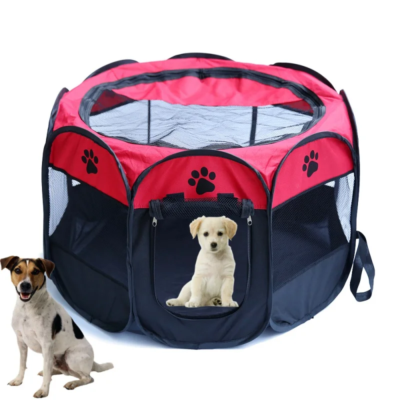 

Fashion t House Cage Portable Folding Pet Dog Cat Bed Tent Puppy Kennel Easy Operation Octagonal Fence Outdoor Supplies