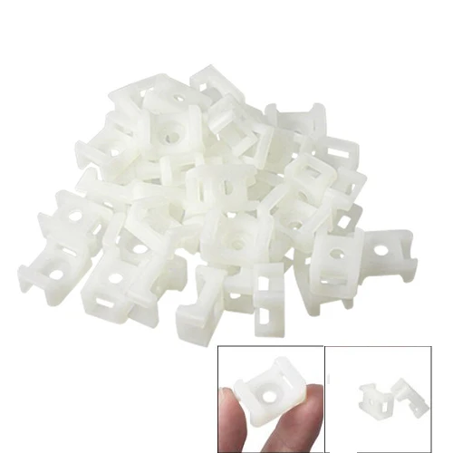 

JFBL Hot sale 4.5mm Cable Tie Mount Wire Buddle Saddle Type Plastic Holder White 100PCs