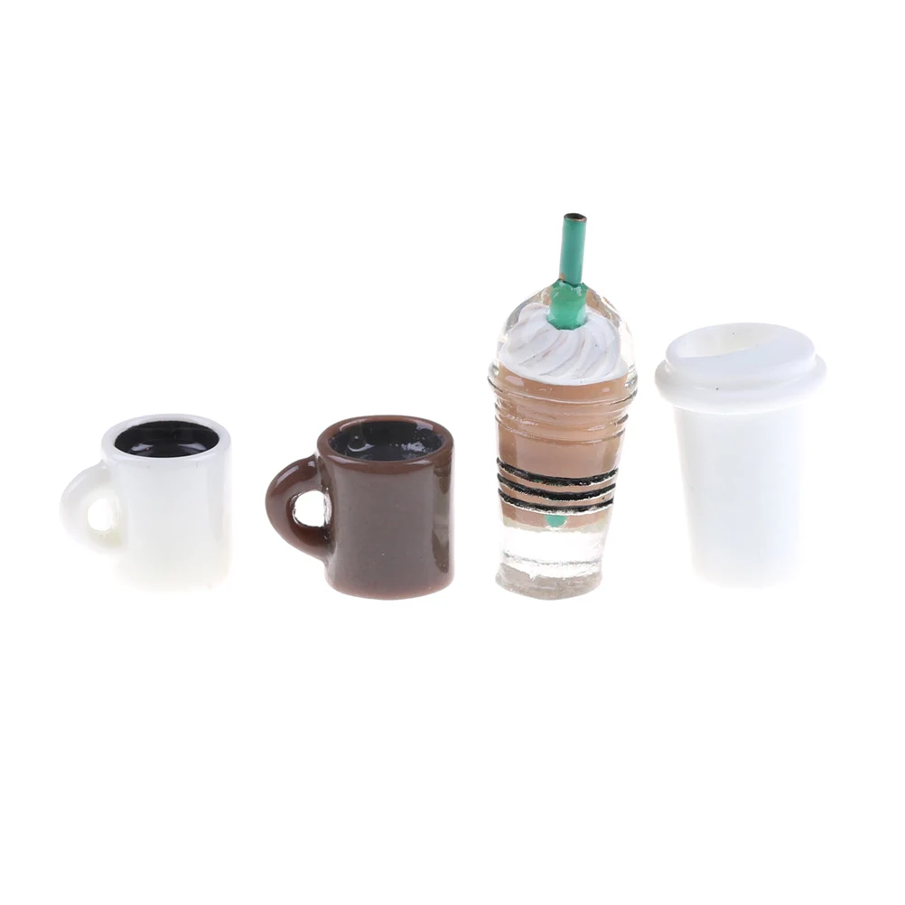 

4Pcs Kitchen Room Food Drink Cup For Girl DIY Miniature Dollhouse Coffee Cup MiniWorld Dolls Accessories