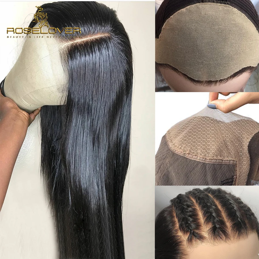 Straight 13*6 Lace Front Human Hair Wigs Fake Scalp Wig Undetectable Peruvian Remy Hair Wigs Breathable Pre Plucked Bleach Knots