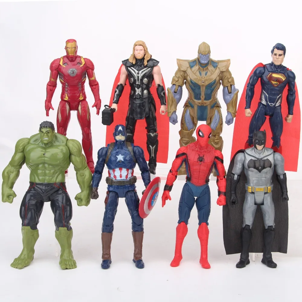 

8Pcs Super Hero The Avenger 18CM Captain America Ironman Spiderrman Thor Hulk Doll Decoration PVC Collection Figurine Toys model