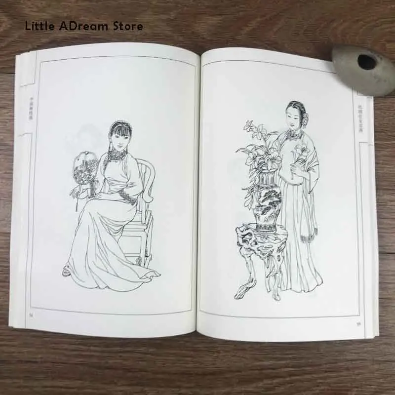 Chinese Painting Line Drawing: A Hundred Pictures of Ladies and Ladies in the Republic of China Art Book