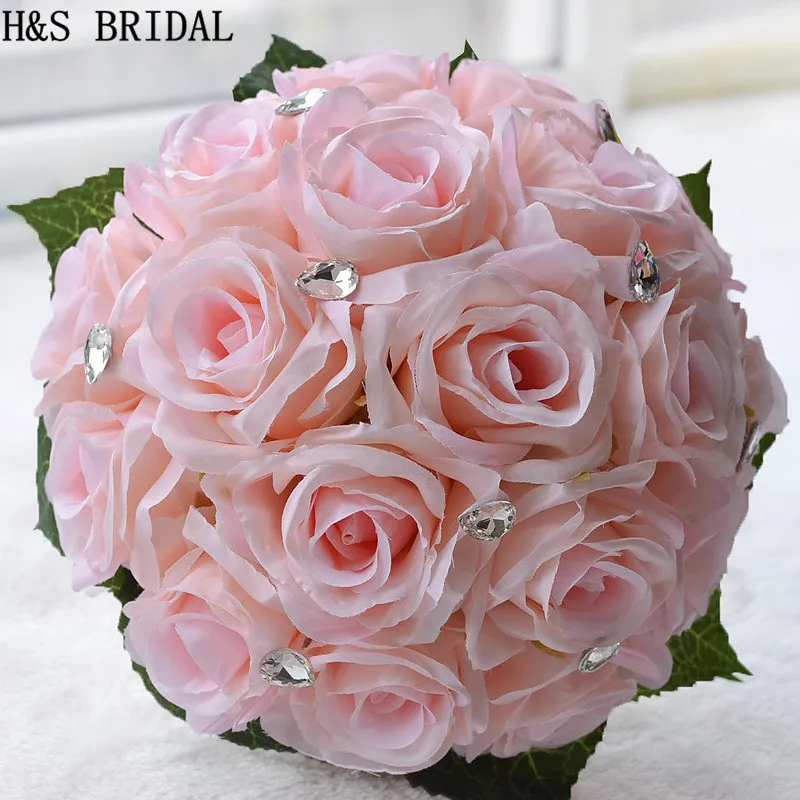 2163 5 De Réduction3 Couleurs Rose Fleur Blanc Rose Rouge Couleur Mariée Demoiselle Dhonneur Mariage Bouquet Fleur Artificielle Rose Cristal