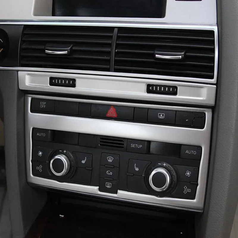 

Center Console Air Conditioner Adjustment Frame Decoration Cover Trim 2Pcs For Audi A6 C5 C6 2005-2011 Stainless Steel