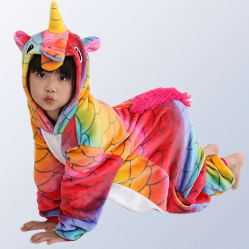 Kigurumi Unicorn Pajamas for Girls Boys Sleepwear Winter Children Pajamas Kids Pyjamas for Christmas Onesie 4 6 8 10 12 Years