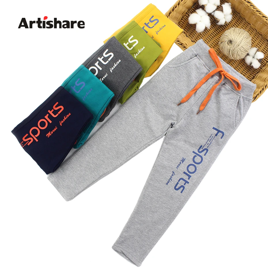 Artishare/детские штаны для мальчиков брюки из 100% хлопка с буквенным принтом детские
