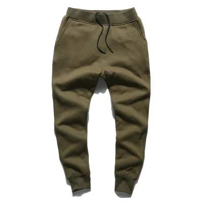 Мужские Новые повседневные модные длинные штаны для бега, мужские хлопковые высококачественные облегающие брюки, мужские однотонные прямые штаны с эластичной резинкой на талии - Цвет: army green