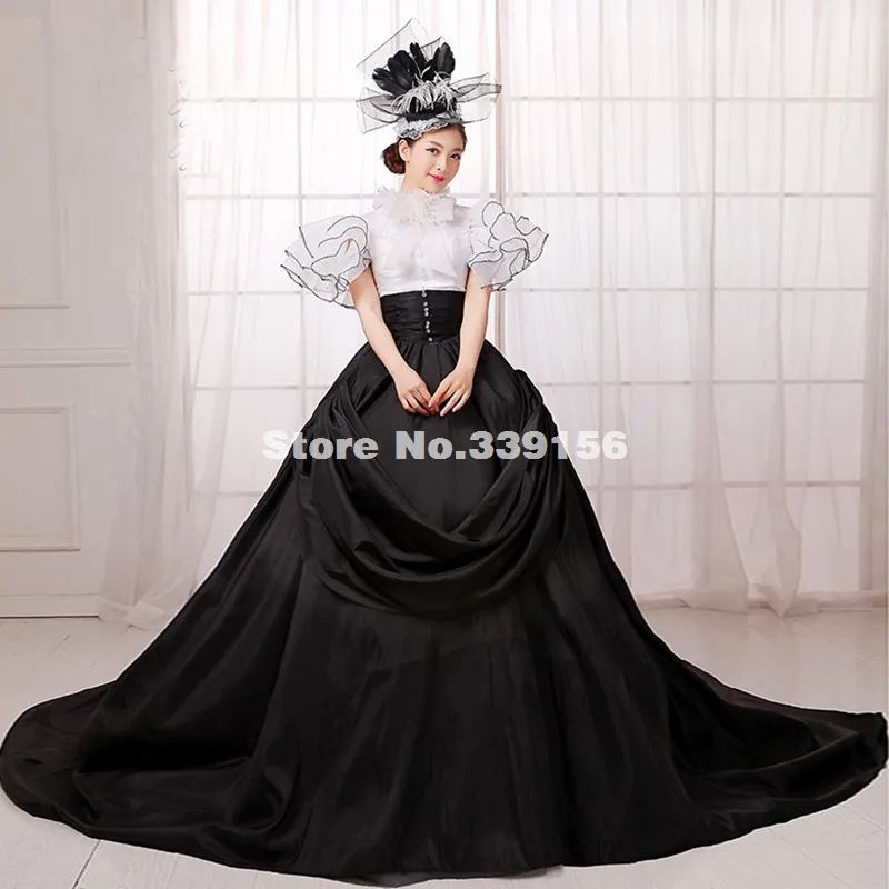 

Best Seller Black And White Gothic Punk Ball Gown Medieval Renaissance Marie Antoinette Rococo Dress Gown Costumes Vestidos