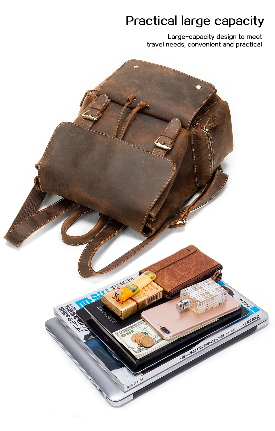 Мужской рюкзак WESTAL из натуральной кожи для мужчин, школьный многофункциональный рюкзак, сумки для ноутбука, дорожный рюкзак с веревкой для документов