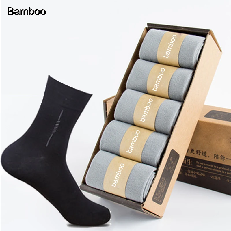 Стиль мужские носки из бамбукового волокна высокое качество повседневные дышащие антибактериальные мужские длинные носки 5 пар/лот