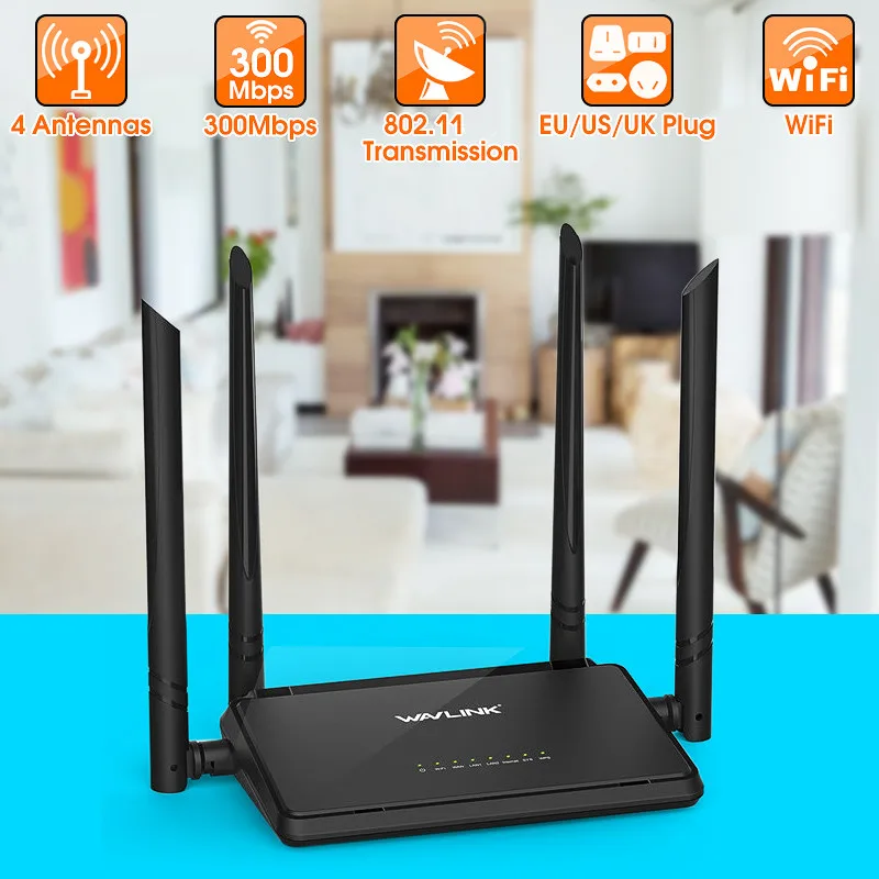 Wavlink WS-WN529R2P 4x5dBi Antennas 300Mbps Intelligent Wireless Router EU/US/UK Wavlink WS-WN529R2P 4x5dBi Antennas 300Mbps Intelligent Wireless Router EU/US/UK