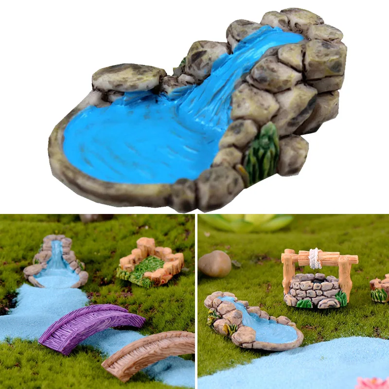 

Micro Landscape Figurines Resin Bonsai DIY Garden Miniature Toys Courtyard Pond Tower Mini Crafts Lawn