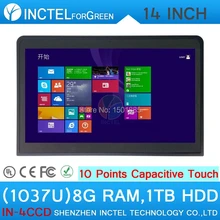 Cheap touch monitor computer all in one pc gaming pc with Intel Celeron 1037u 1.8Ghz CPU 8G RAM 1TB HDD