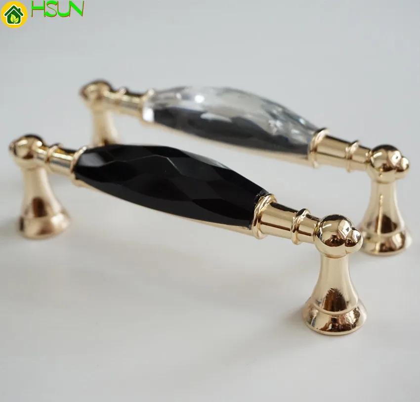 3 75 5 Glass Dresser Pulls Drawer Handles Gold Black Clear