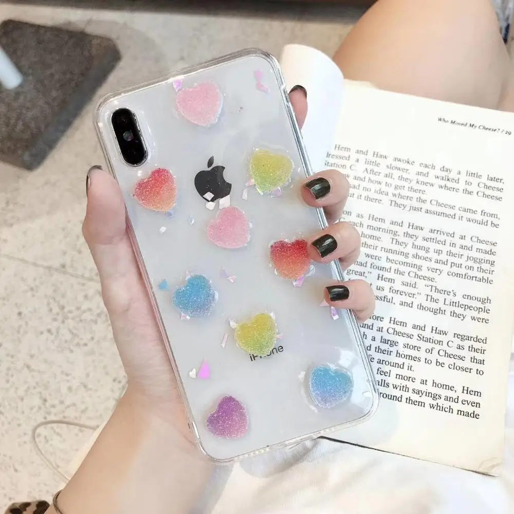 

Three-dimensional love soft candy Epoxy all-inclusive anti-fall soft shell for iphone XS Max XS XR X 6 6S 7 8Plus