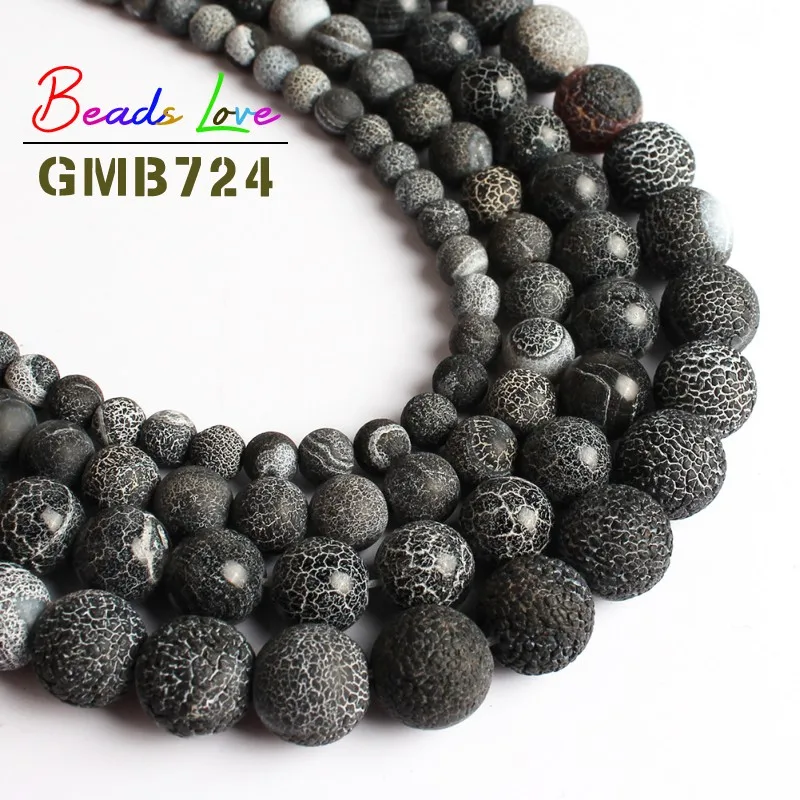 

Frosted Black Spider Web Agat Onyx Round Loose Natural Stone Beads for Jewelry Making 6/8/10/12mm DIY Bracelet Necklace 15''