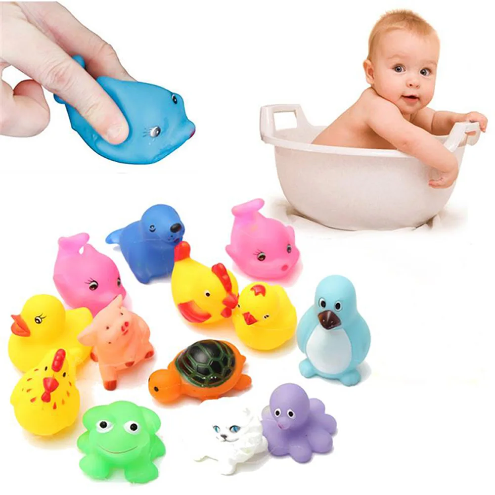 13Pcs Set Cute Mixed Animals Floating Squeeze Sounding Baby Bath font b Toys b font Soft