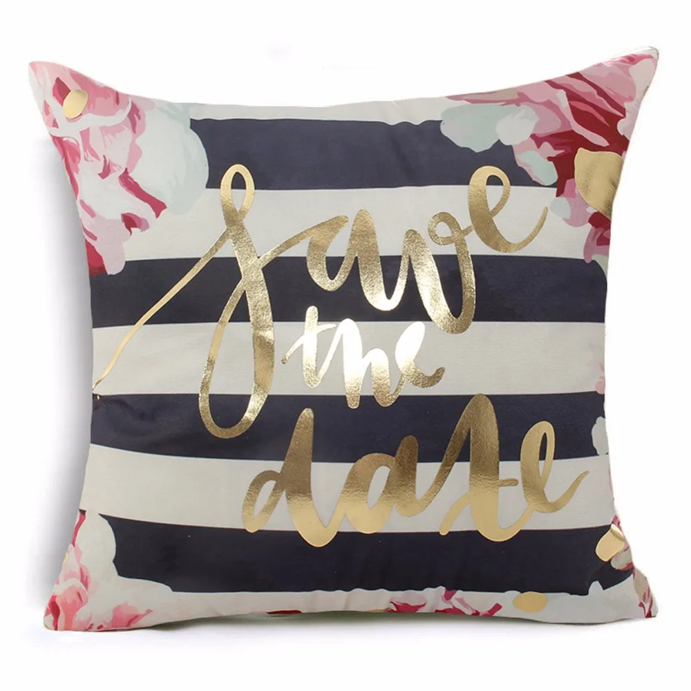 printed pillow cases Nordic Cotton Polyester Feather Printed Meaningful Words Home Decorative Pillow Cover