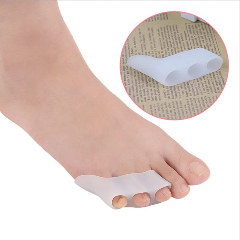 2 шт. Hallux Valgus Bunion защитный гель Pinky Toe Сепаратор Выпрямитель 3 отверстия Bunionette