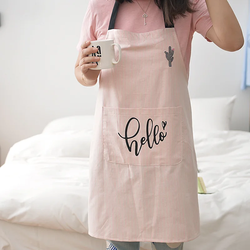 2018 Cute pink Lady Kitchen Cotton Aprons For Women Adults BBQ senior