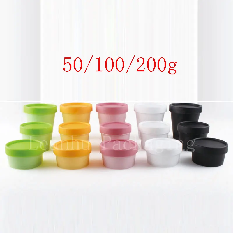 

50g 100g 200g Empty Cosmetic Containers Colored Cream Pot Mask Cream Cosmetics Bottle Jar With Screw Cap Cosmetic Package Can