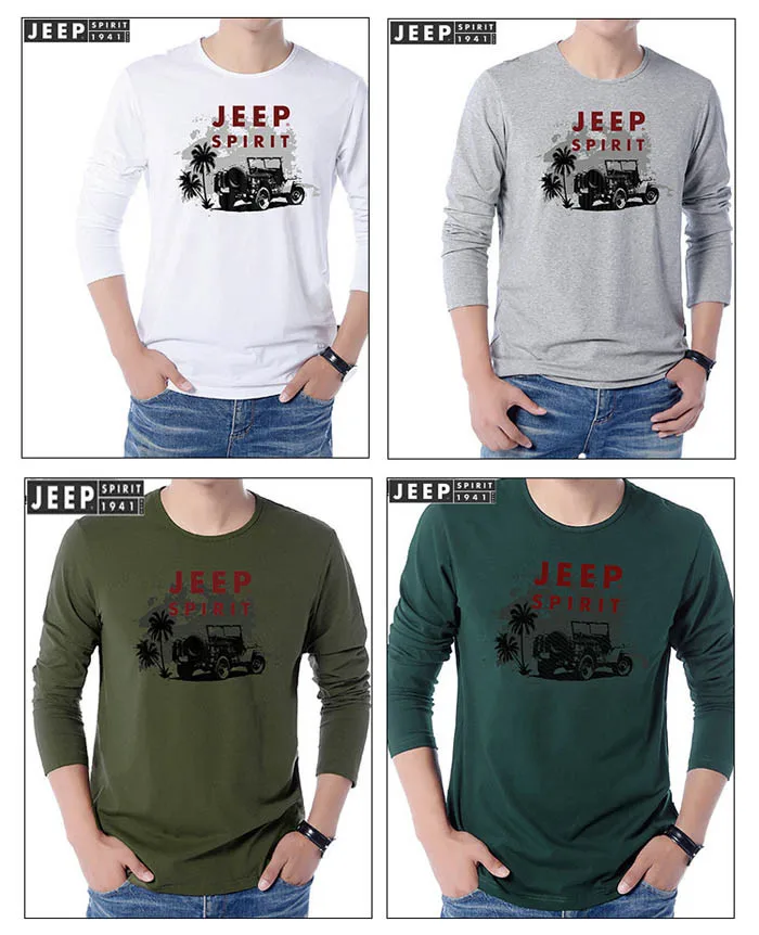 JEEP SPIRIT Футболка мужская XXXL Футболка с длинными рукавами Мужская хлопковая футболка с принтом и круглым вырезом мужская повседневная