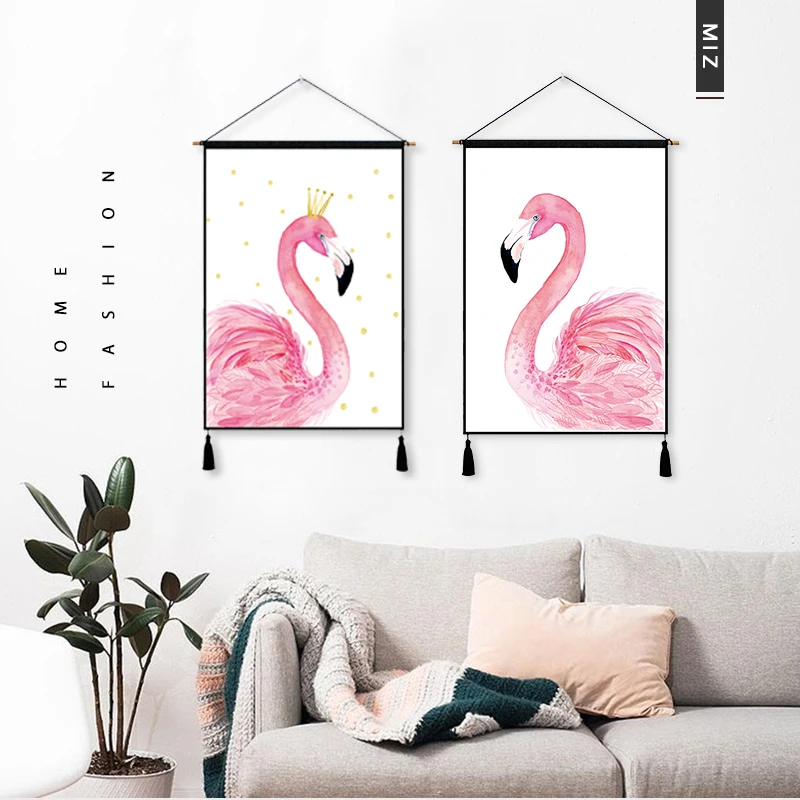 

Miz 1 Piece Nordic Poster Ins Wall Painting Flamingo Cotton Line Decorative Paintings for Living Room 45*65 cm