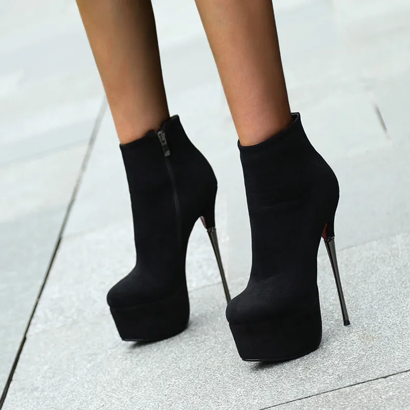 

Lapolaka Fashion Hot Sale Platform Solid Elegant Shoes Woman Boots Sexy Thin High Heels Zip Up Ankle Boots Woman Shoes