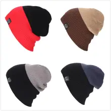 Новая осенне-зимняя разноцветная шапка в горошек, вязаная шерстяная шапка, мужская и женская шапка в стиле хип-хоп, разноцветная двухцветная Шапка-бини с отстрочкой