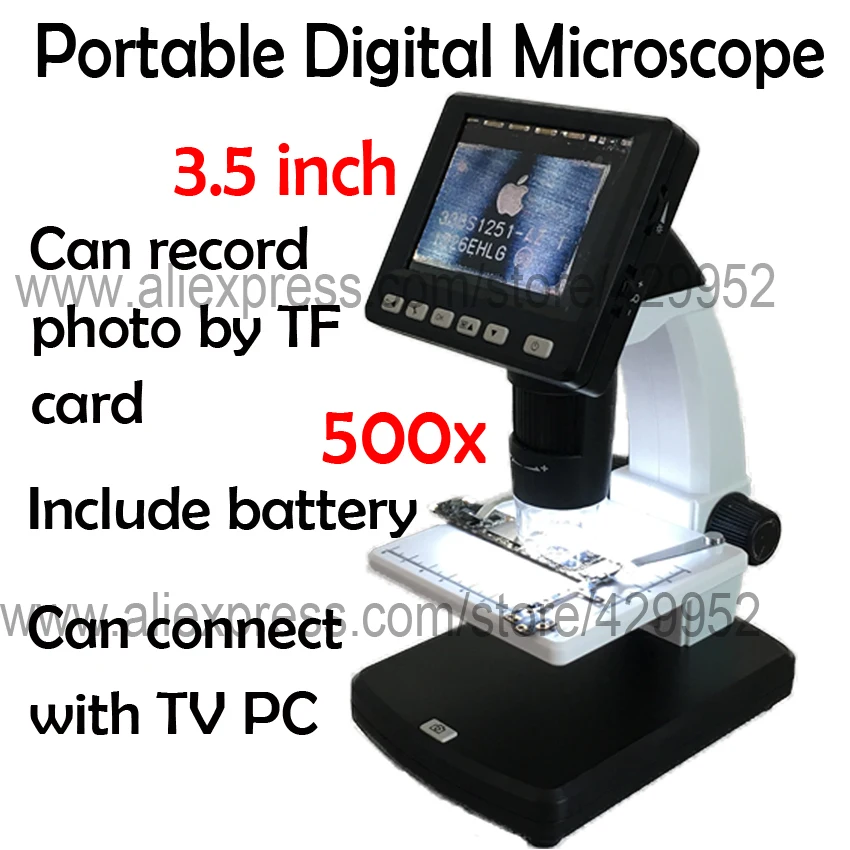 

efix 500x Portable Digital Video AV Out Put 3.5 Inch LCD Display Microscope For iPhone Chip IC BGA PCB Repair Fix