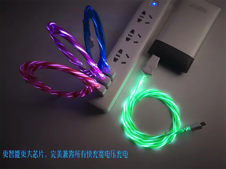 Светодиодный светящийся Micro usb зарядный кабель для huawei Honor Xiaomi Redmi сотовый телефон кабель для зарядного устройства