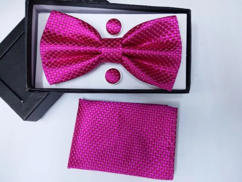 Новинка Мужская сплошной цвет галстук-бабочка комплект Bowties платок запонки гравате corbatas свадебные шеи галстук поле