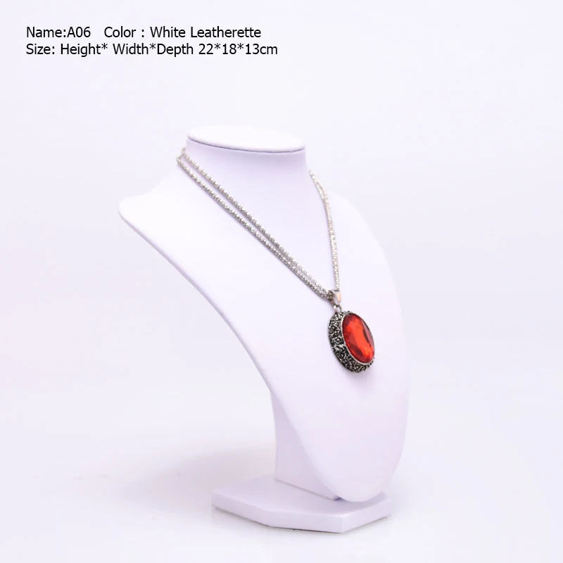 Белый или черный кожзам-Цепочки и ожерелья бюст Jewellery Дисплей подставка держатель торс длинный звено цепи ювелирные изделия Организатор 36 см Tall a-01