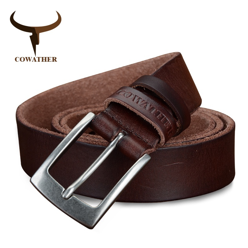 COWATHER top cow genuine leather men belts 2021 newest arrival three color hot design jeans belt for male original brand