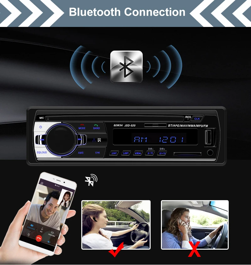 Авторадио JSD-520 авто стерео 1 Din автомагнитола 24 в bluetooth FM Aux вход приемник автомобильный аудио SD USB MP3 MMC WMA JSD-520