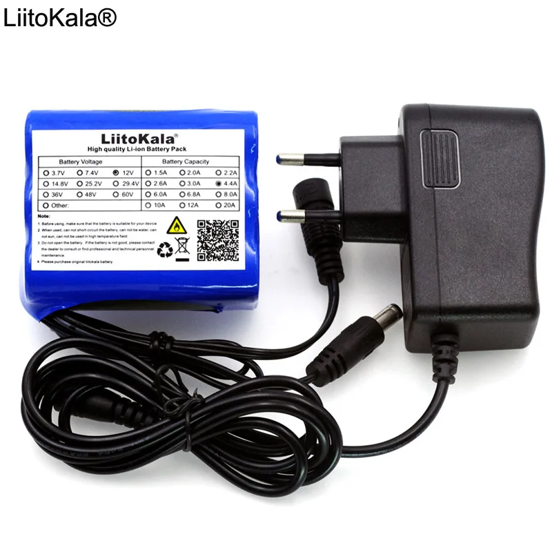 

Liitokala 12 v 4.4 Ah 4400mAh 18650 Rechargeable batteries 12.6V PCB Lithium Battery pack Protection Board +12.6V 1A Charger