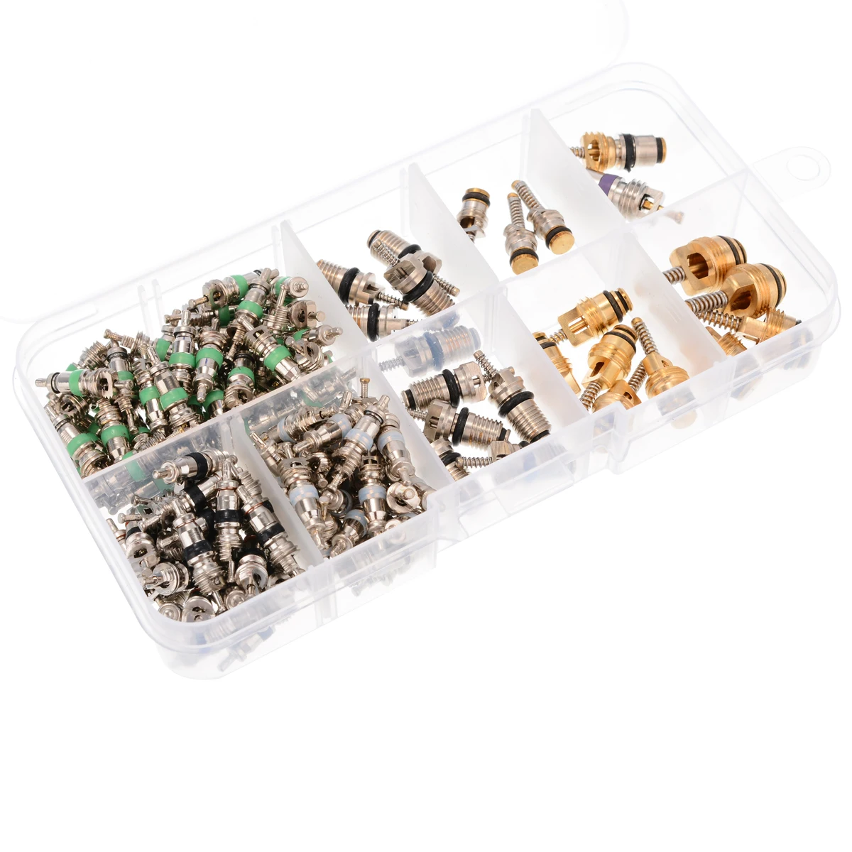 134pcs Assortment A/C Schrader Valves R134a R12 Kit Of 9 Kinds For Auto AC Valve Cores Tool Replacement