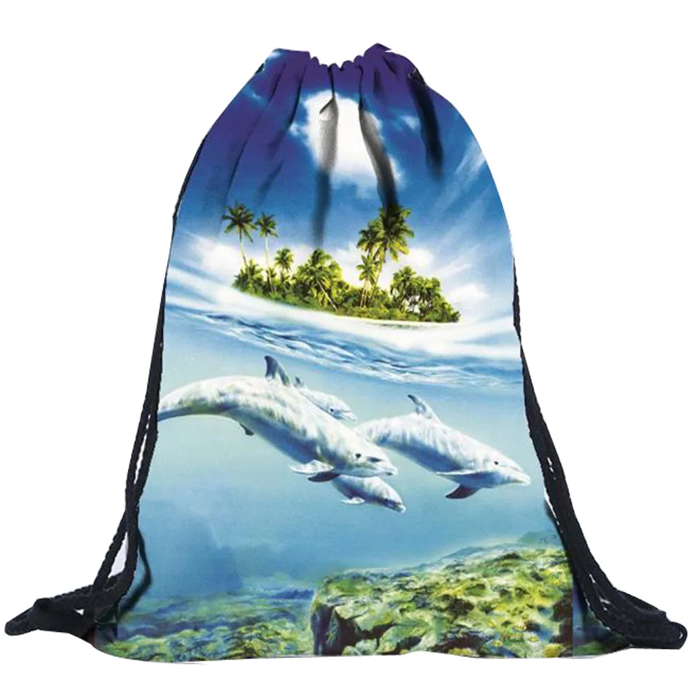 

2017 new fashion backpack 3D printing travel softback man women harajuku drawstring bag mens backpacks
