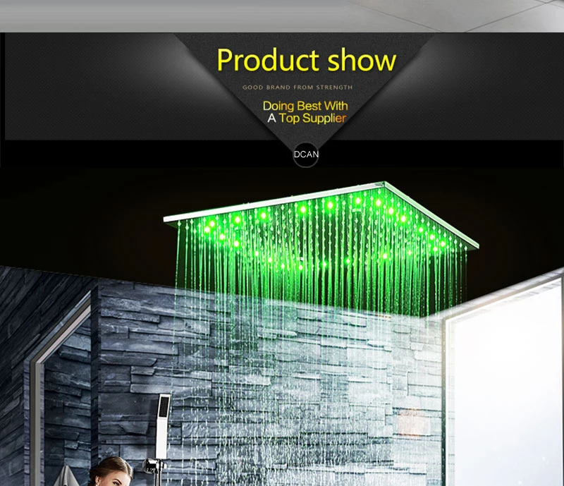 Large Ducha Shower System Thermostatic Mixer 20 Inch Led Mist Rain Shower 3 Ways Head Ceiling Shower Panel Handheld Shower Sets (13)