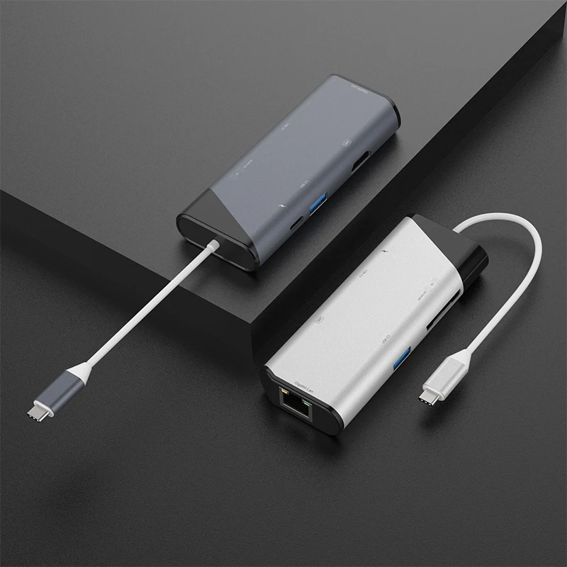 USB Type C к HDMI 4K Gigabit Ethernet адаптер RJ45 SD TF кардридер 3 0 HUB Combo с PD для Macbook Pro 2018|USB-хабы| |
