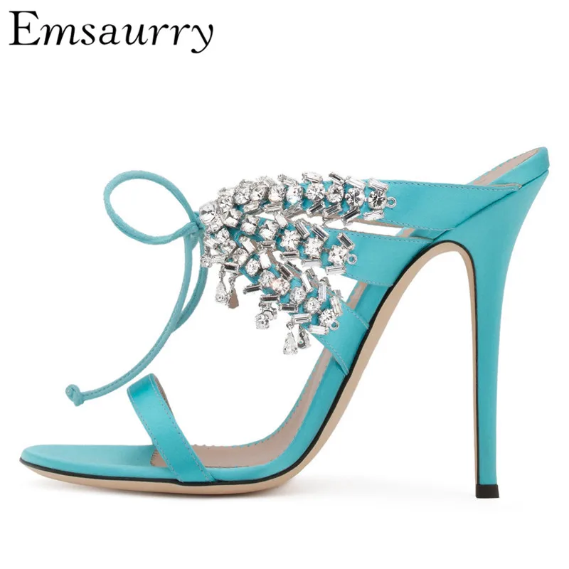 

Sexy 2019 Crystal Fringe Sandals Women One-strap Open Toes Thin High Heels Lace-up Rhinestone Gladiator Sandalias Mujer