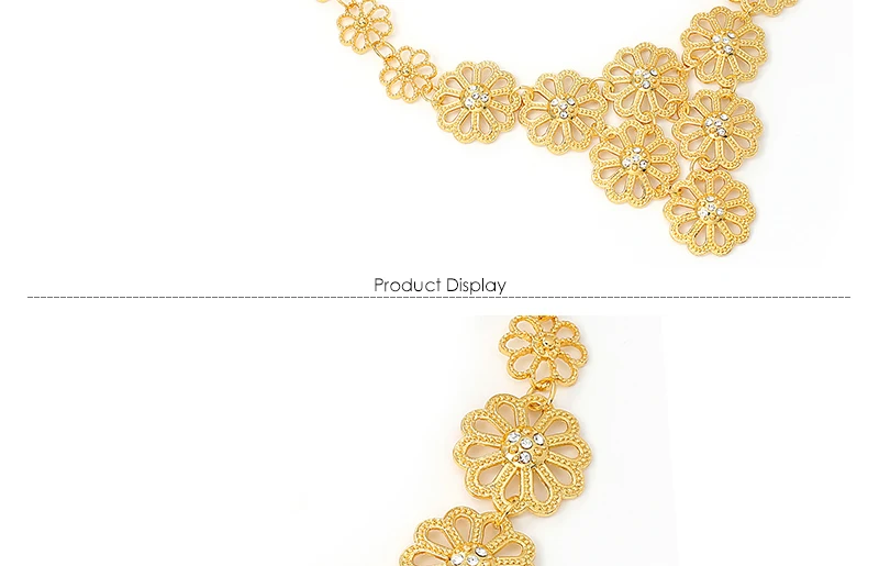  Wedding Bridal Jewelry Sets Imitation Crystal African Beads Jewelry Set Gold Color Nigerian Statement Necklace Set (3)