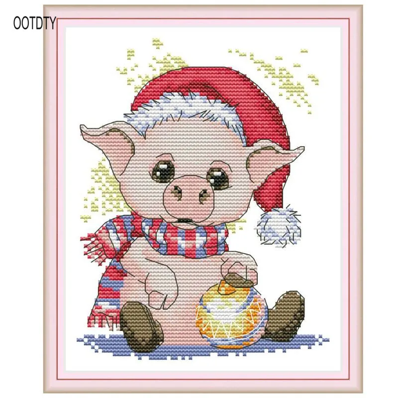 

Cute Pig DIY Handmade Needlework Counted 14CT Printed Cross Stitch Embroidery Kit Set Home Decoration