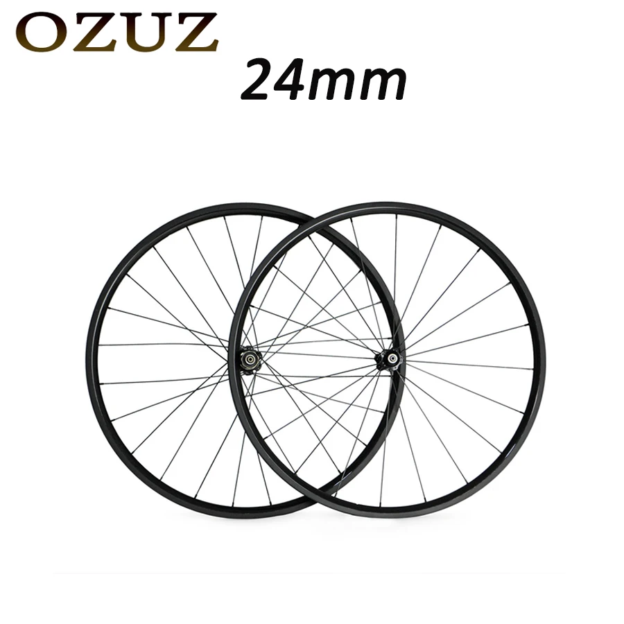 

OZUZ 700C 24mm Deep Tubular Carbon Wheelset Road Bike Bicycle Wheels Stand Wheels Novatec 271/372 Hubs 3K Glossy Wheelset